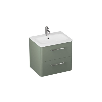 Britton Camberwell 600mm Unit with basin in earthy green with chrome handles.